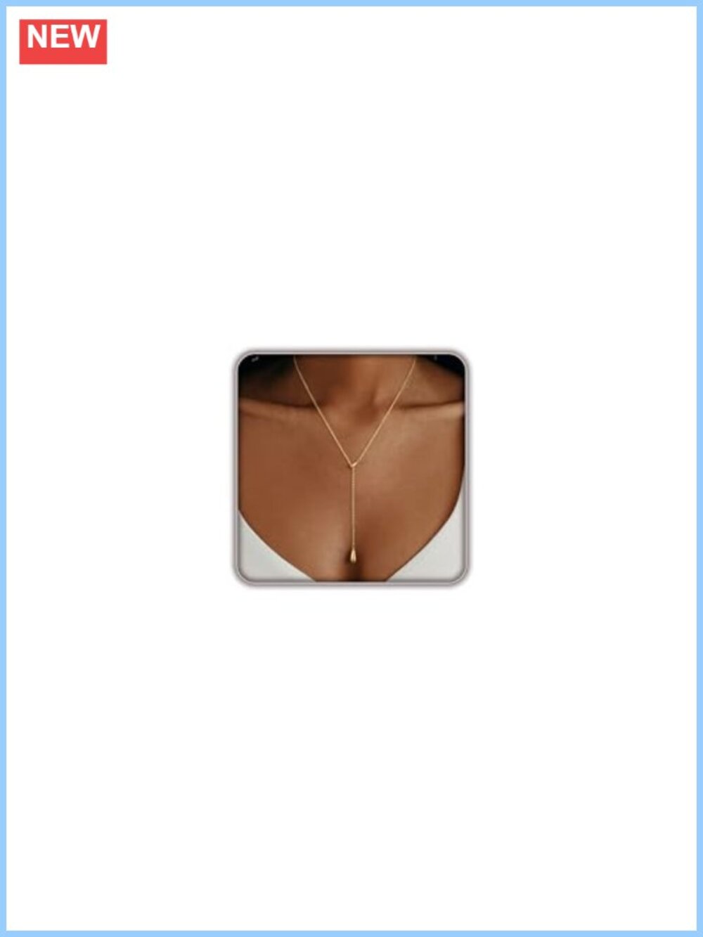 14K Gold Plated Layered Lariat Necklace Waterproof NonTarnish Dainty Chain